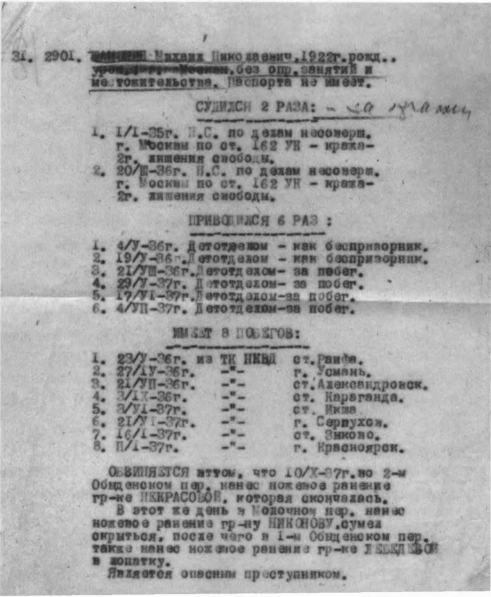 справка на М. Шамонина