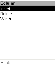 Меню столбца.