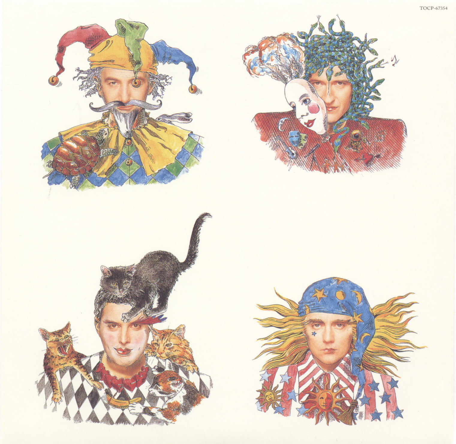 Карикатуры на членов группы из буклета к альбому