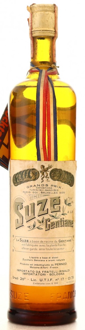 бутылка 1960-х годов Gentiane 20° 750 мл золотые медали Colorato con E102