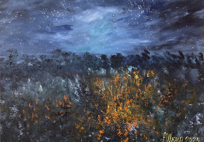 Ночь. Там, где горел костер