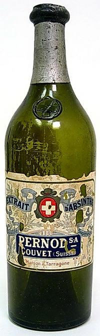 Extrait d'Apsinthe бутылка со штампом прямой крест и прямой крест на этикетке