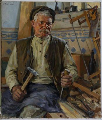 «Столяр за работой», 1955 г. Холст, масло. Пермская государственная художественная галерея