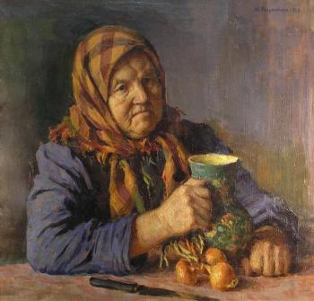 «Бабка Акулина», 1958 г. Холст, масло. Историко-этнографический музей-заповедник «Шушенское»