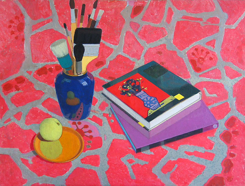 А. Ненартович. Натюрморт на красной ткани. 1979