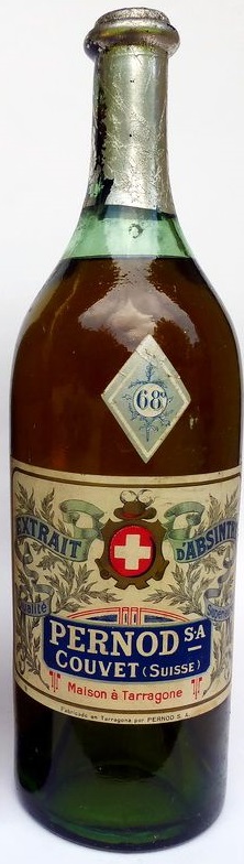 Extrait d'Apsinthe бутылка без штампа, прямой крест на этикетке