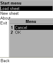 Начальное меню при запуске приложения.