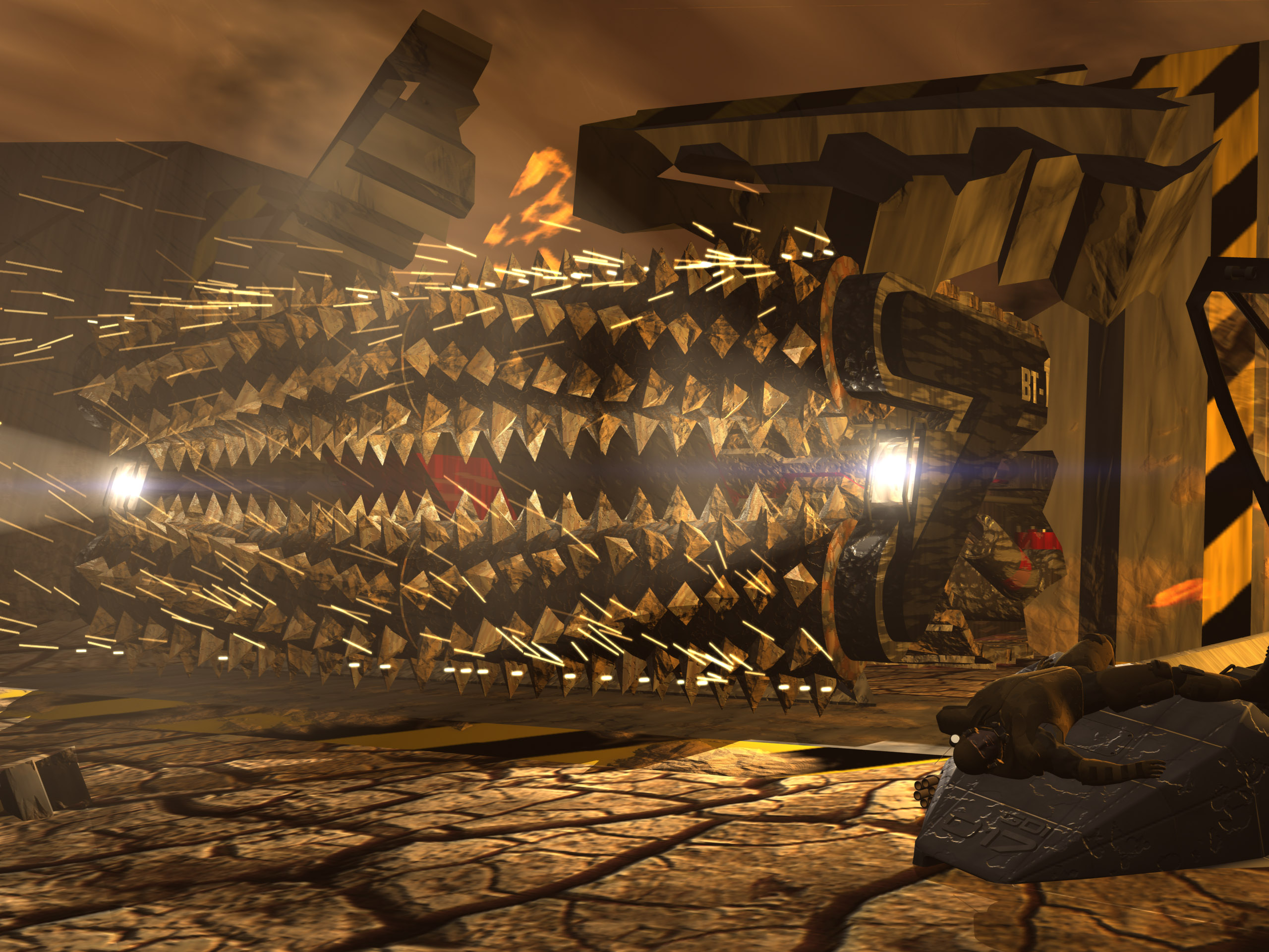 Модель, около измельчителя