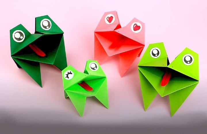 Оригами в виде головы лягушки