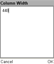 Настройка ширины столбца, значение в пикселях.