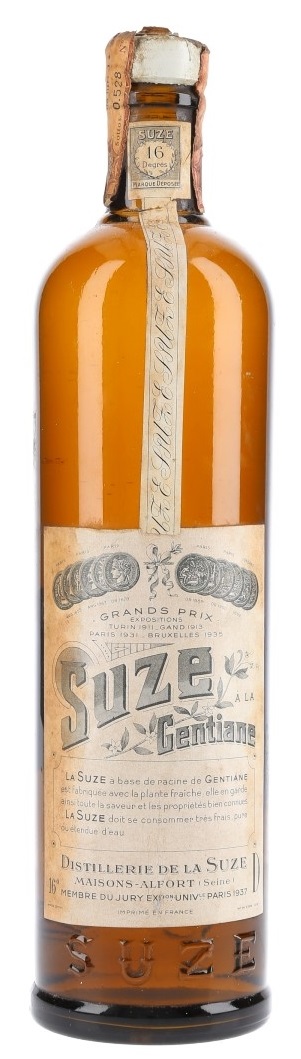 бутылка 1950-60 годов Gentiane 16° Франция + градусы внизу слева