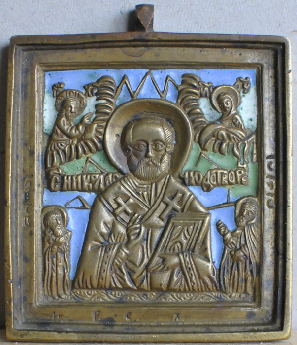 Святитель Николай Чудотворец. Вторая пол. XIX в. Медный сплав, литьё, эмаль.