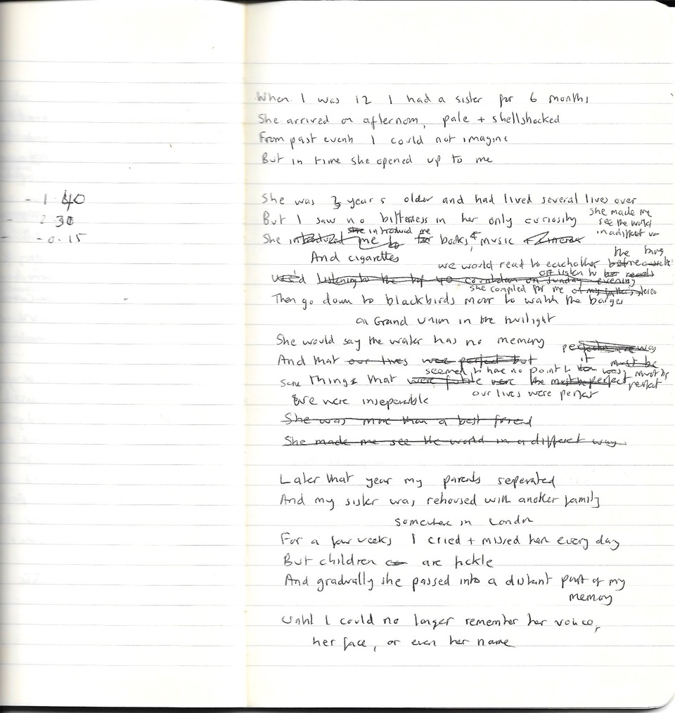 Рукописный черновик монолога героини