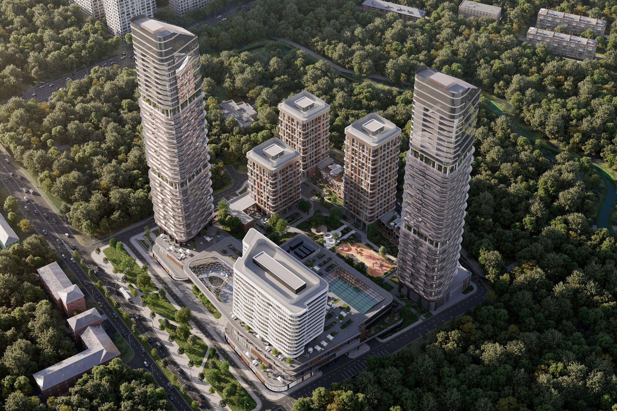 Визуализация жилого кластера "Родина парк" на ул. Верейская в Москве