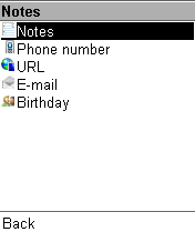 Меню создания заметок