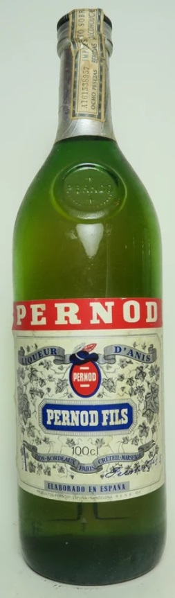 с PERNOD в красном кружке, сверху PERNOD, elaborated in Espana