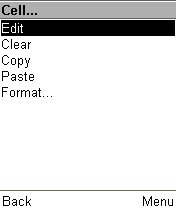 Меню настройки и редактирования ячейки.
