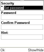 Установка пароля.