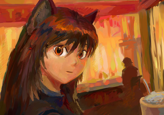 Один из первых рисунков (ЮВАО-тян и аноним в Макдональсе)