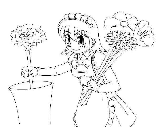 Ставит цветы в вазу