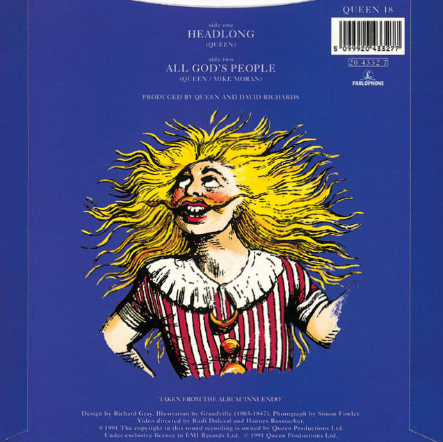 А на задней обложке сингла Headlong снова изображён Жонглирующий вселенными