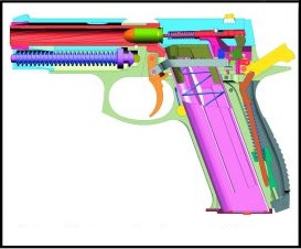 курок на боевом взводе с включенным предохранителем