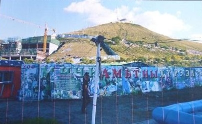 Стена зоопарка, слева — касса