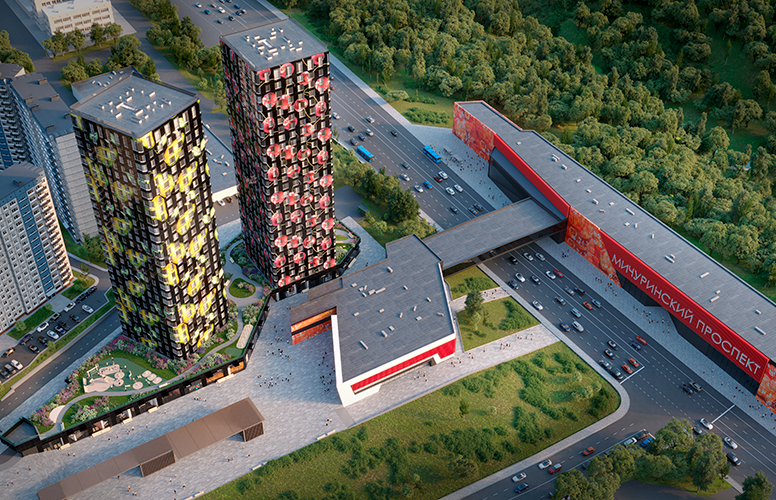 Визуализация ЖК «Инноватор» и городской вокзал «Мичуринский проспект» в Москве