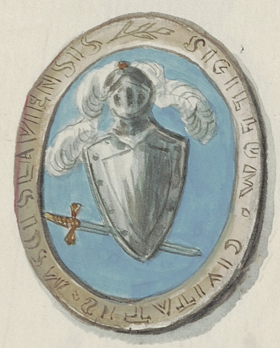 Рисунок печати XVII в. с легендой на латыне