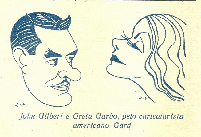 Актеры Джон Гилберт и Грета Гарбо глазами карикатуриста Алекса Гарда