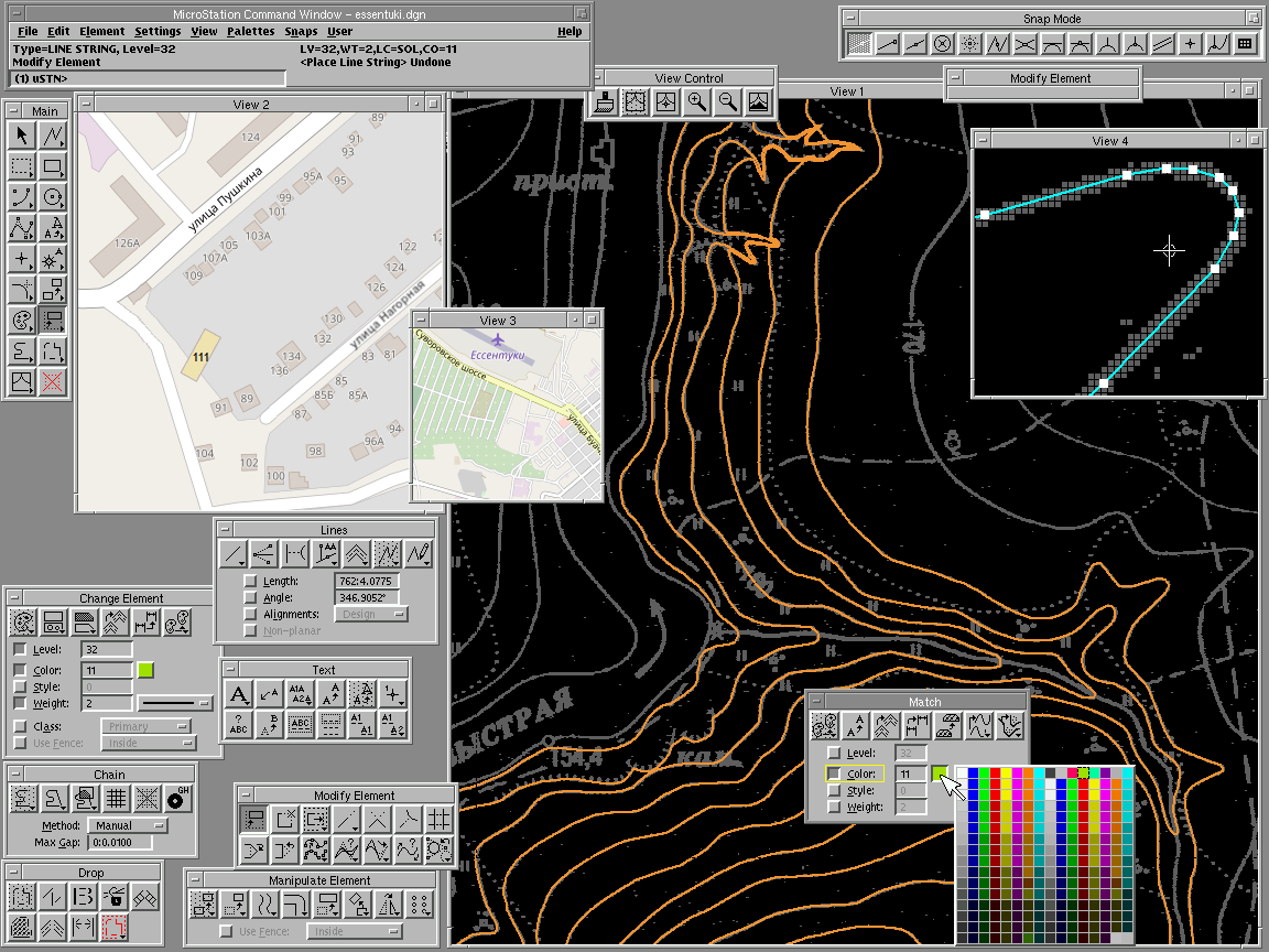 Изображение экрана компьютера при работе с системой для создания цифровых моделей местности