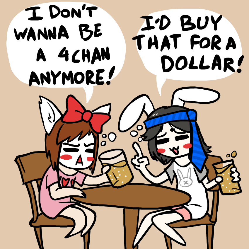 Мут-тан продаёт Фочан Хиро-тан (маскоту Хироюки Нишимуры)