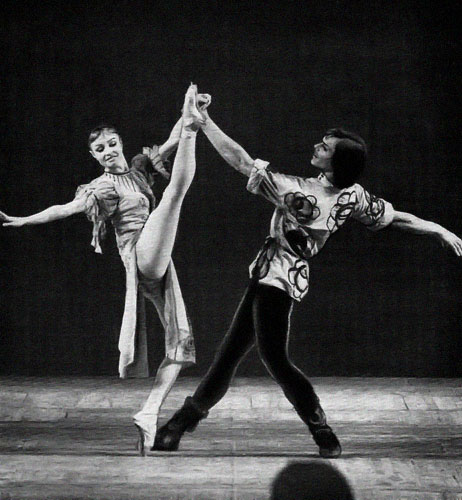 Николай Ковмир — Левша, Светлана Ефремова — Дуняша (балет «Левша» Б. А. Александрова, балетмейстер К. М. Сергеев), Кировский театр, 1976.