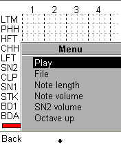 Меню редактирования риффа.