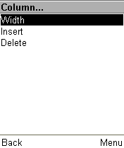 Меню столбца.