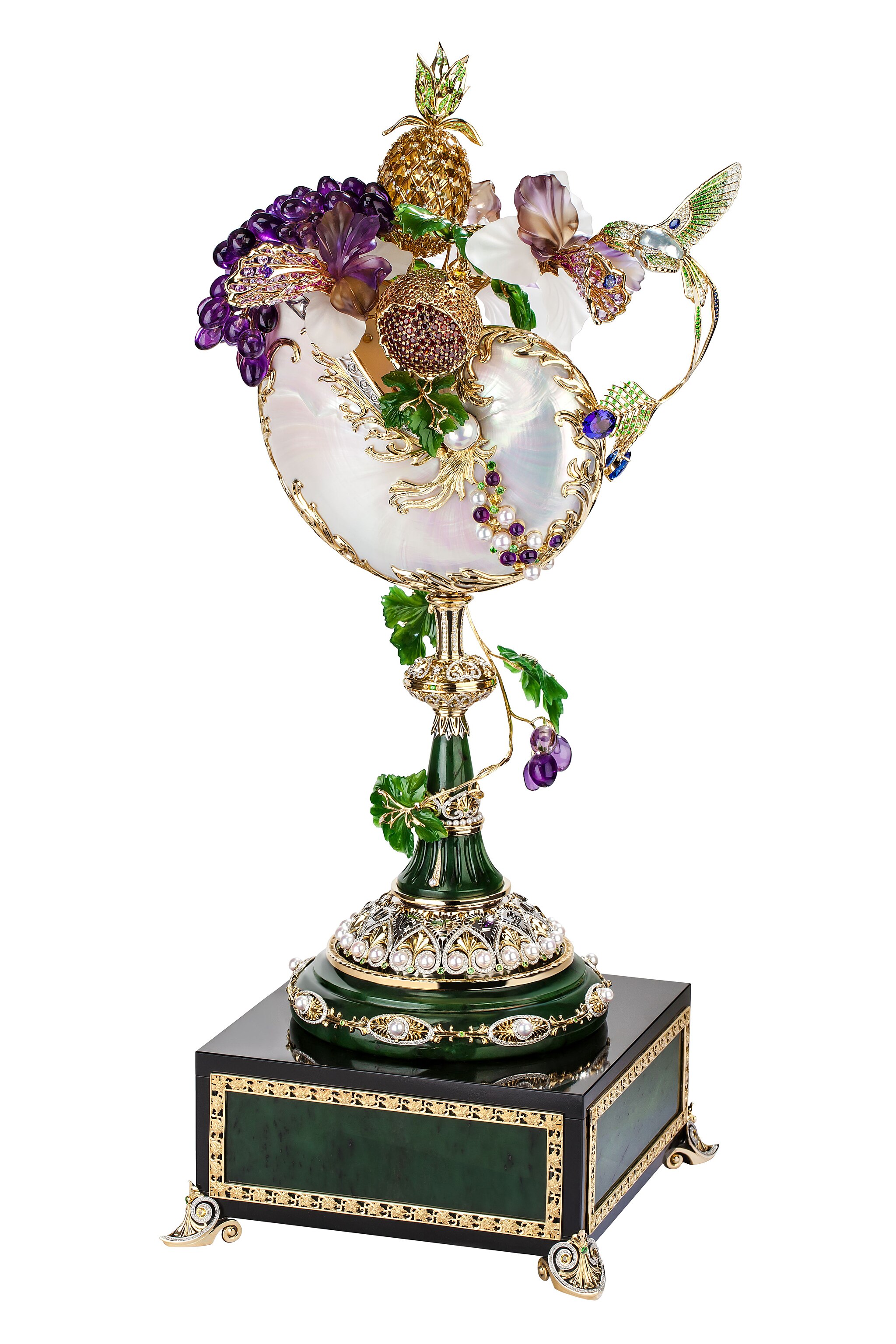 Уральское ювелирное и камнерезное искусство Интерьерные часы «Рог Изобилия» (Виктор Моисейкин)