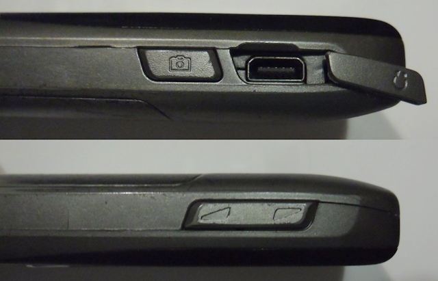 Боковые кнопки: справа — фотоаппарат и разъём для наушников (верхнее фото), слева — регулировка громкости (нижнее фото).