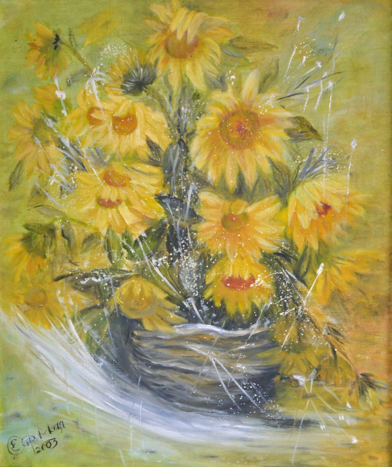 «Подсолнухи в корзине», х/м, 2003 г.