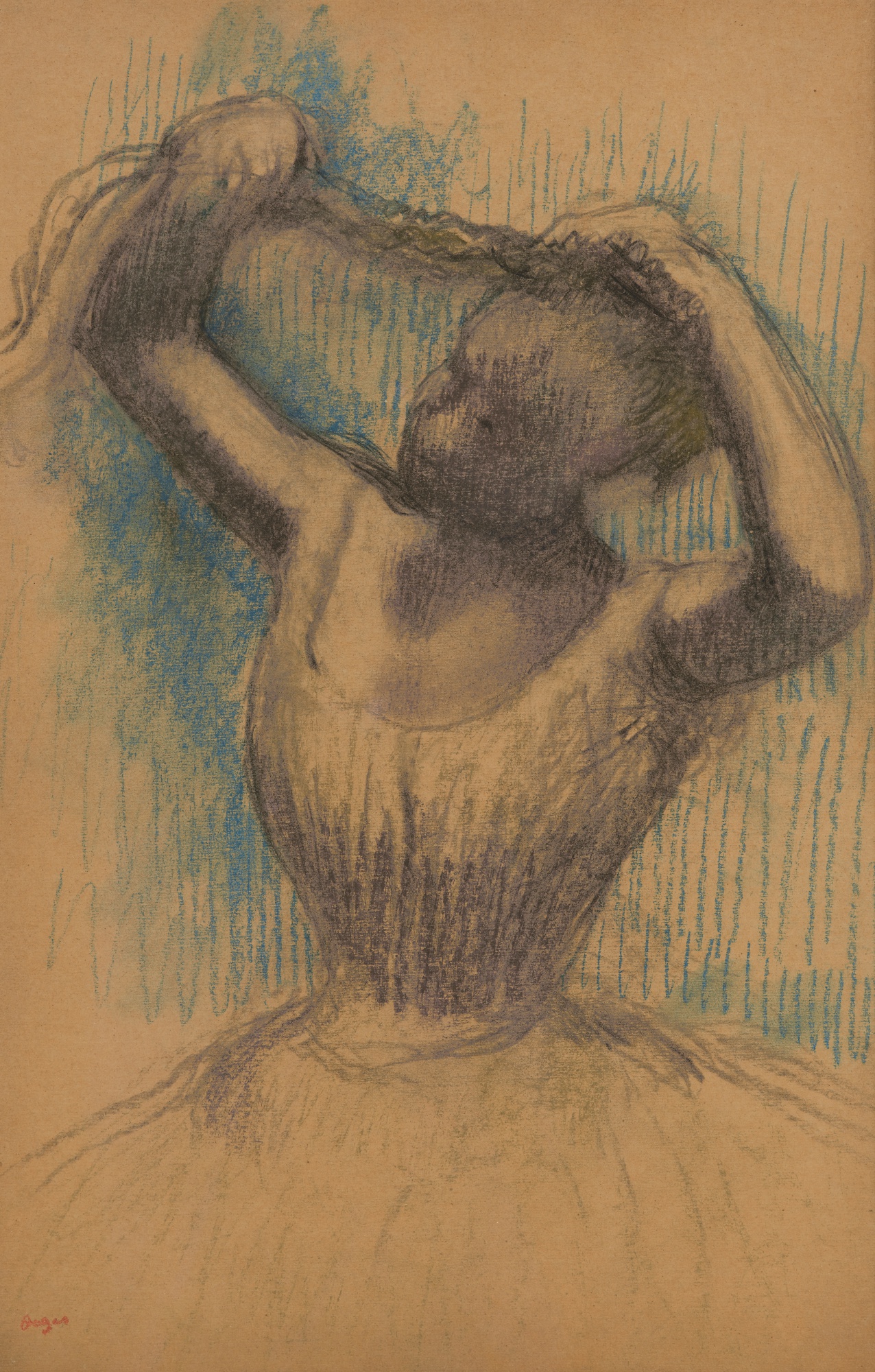 Degas - DANSEUSE RAJUSTANT SA COIFFURE, circa 1900, L 1385.jpg