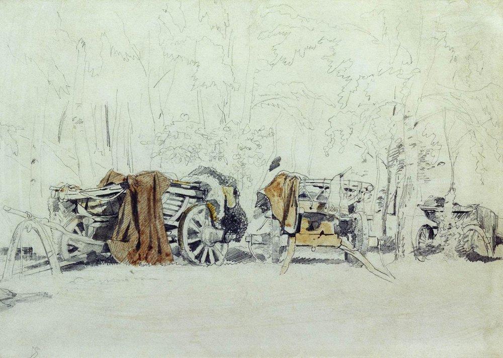 Пейзаж с телегами (время создания неизвестно)