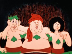 Слева направо: Балбес, Бывалый, Трус. Мультфильм «Бременские музыканты»