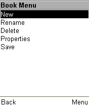 Меню книги.