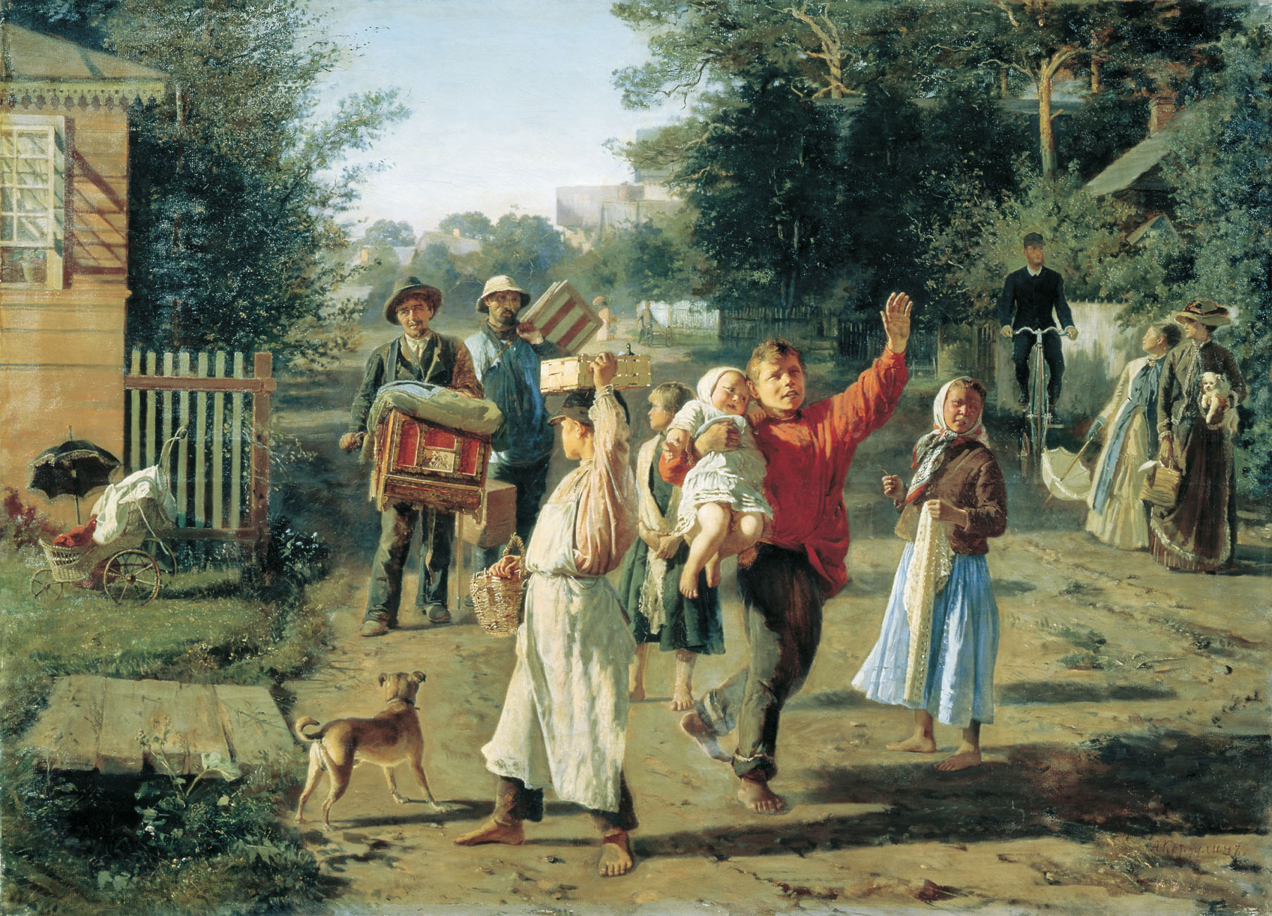 А. И. Корзухин «Петрушка идёт!», 1888. Перед представлением в дачном поселке