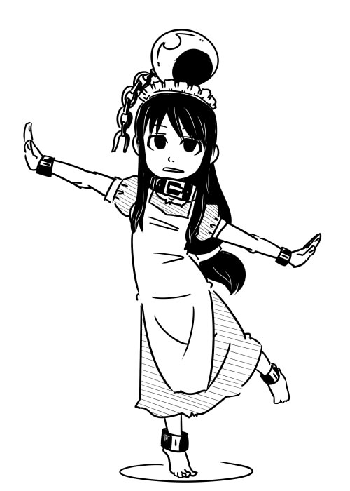 Держит равновесие со своей гирей