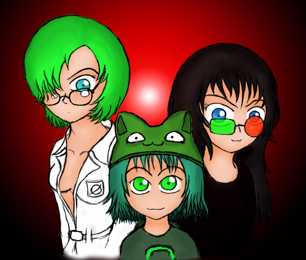 Маскоты Нульчана. Слева направо: Нуль-сама, Нуль-тян, Пэйнт-тян