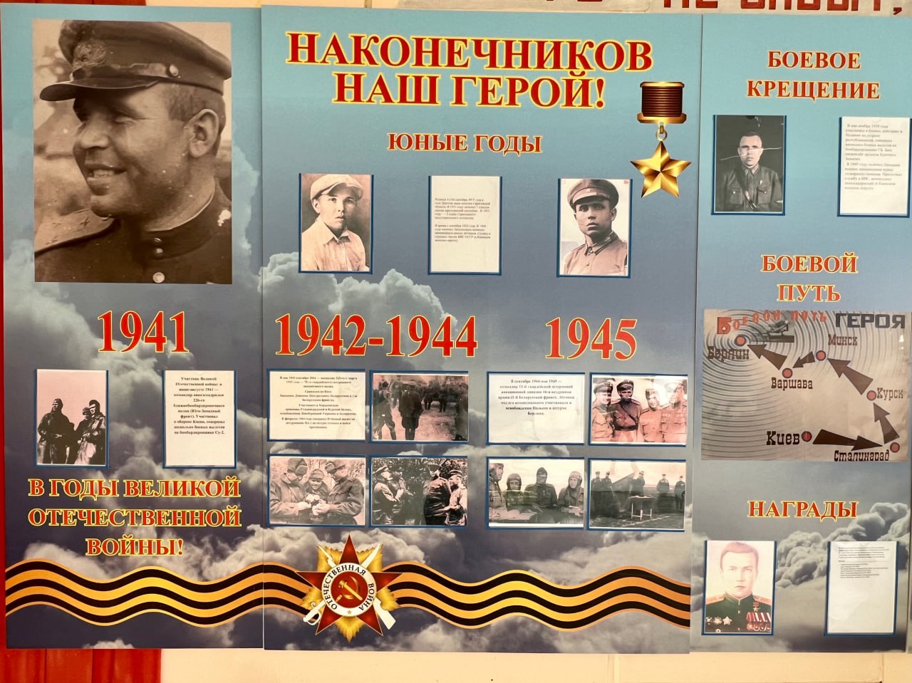 Экспозиция школьного музея,посвященная А. Г. Наконечникову