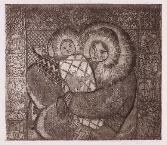 «Солнышко» из серии «Женщины Севера». Бумага, офорт. 1972 год. Красноярский художественный музей имени В. И. Сурикова.