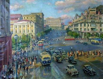 «Москва. Площадь Свердлова», 1955 г. Холст, масло. Дальневосточный художественный музей