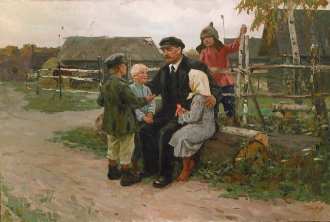 Петухов. «Ленин и дети». 1970-е. Холст, масло