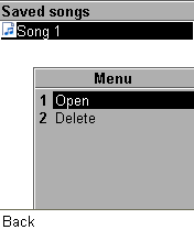 Меню сохранённых мелодий.